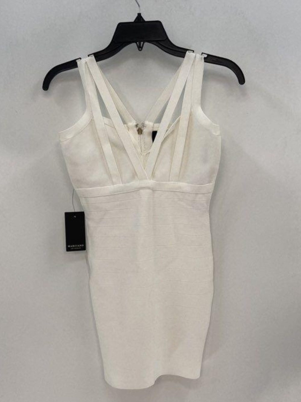 Marciano Marylu White Strappy V-Neck Bodycon Bandage Dress